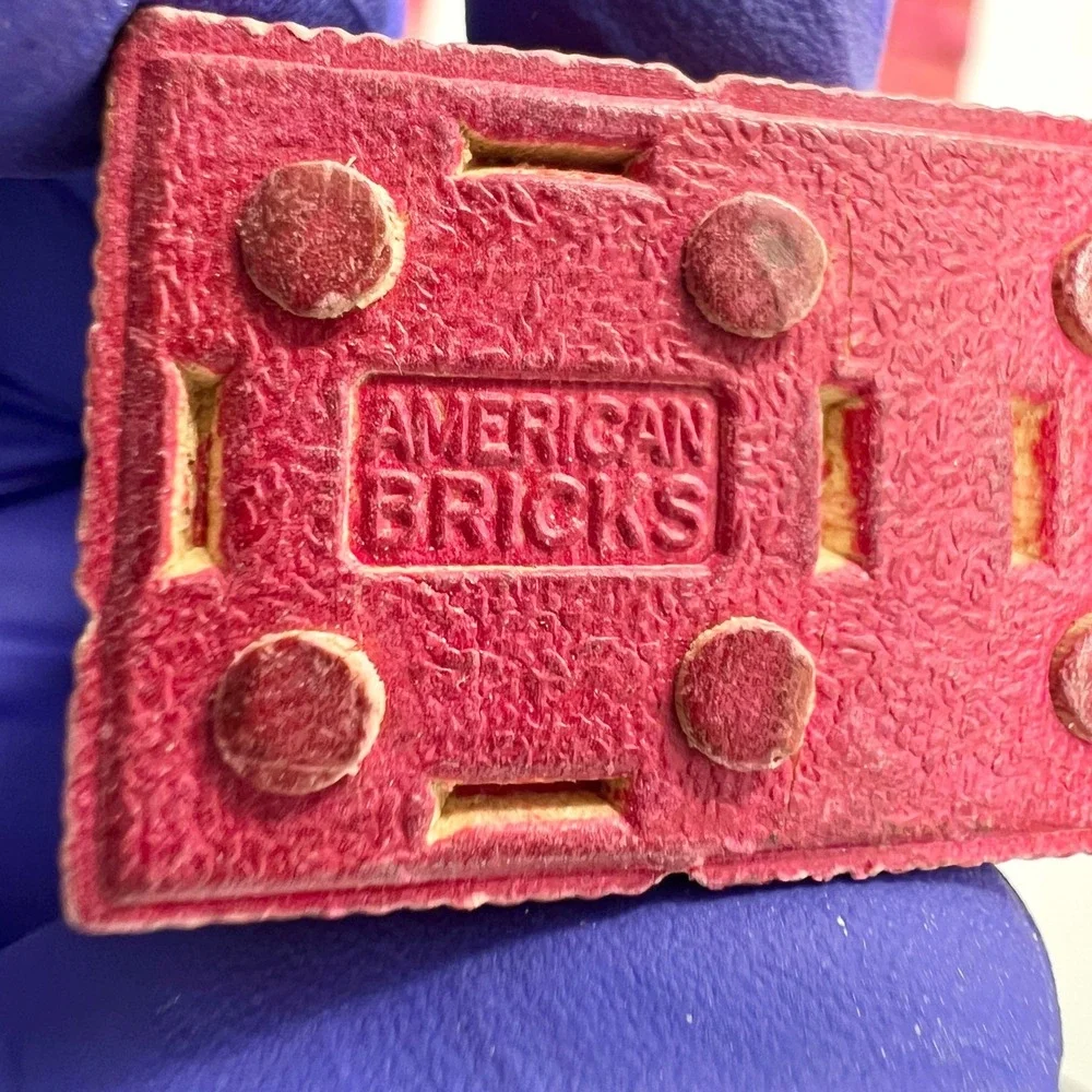 VTG American Bricks 2LB Halsam Wood Building Blocks Bulk Lot Red /Yellow USA